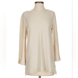 J Jill Gold Sweater Tunic Long Sleeve Shirt Blouse Ivory Cream with Soft Shimmer